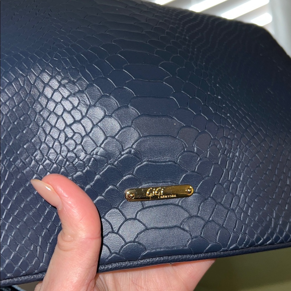 GiGi New York Rachel fold-over clutch navy embossed python leather - Picture 7 of 7